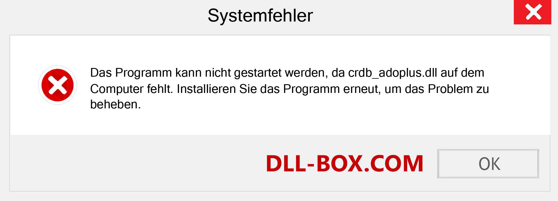 crdb_adoplus.dll-Datei fehlt?. Download für Windows 7, 8, 10 - Fix crdb_adoplus dll Missing Error unter Windows, Fotos, Bildern