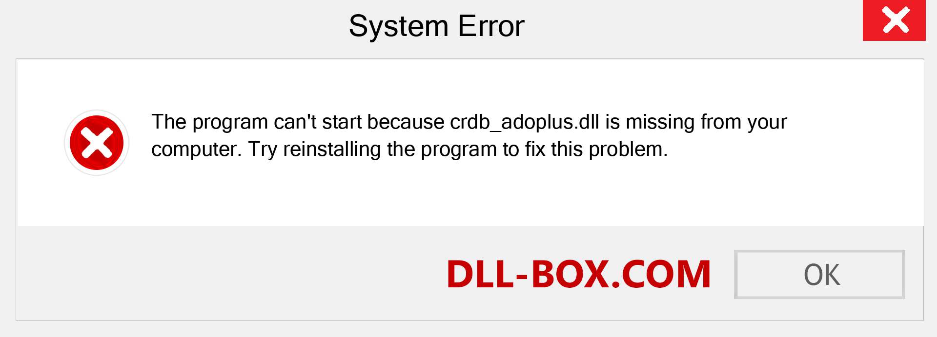  crdb_adoplus.dll file is missing?. Download for Windows 7, 8, 10 - Fix  crdb_adoplus dll Missing Error on Windows, photos, images