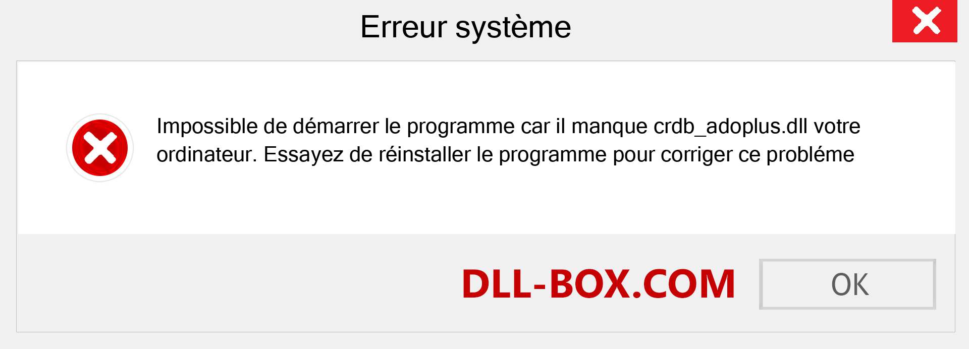 Le fichier crdb_adoplus.dll est manquant ?. Télécharger pour Windows 7, 8, 10 - Correction de l'erreur manquante crdb_adoplus dll sur Windows, photos, images